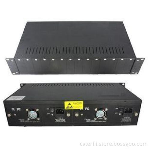 14 Slot Rackmount Chassis Fiber Optic Converter With 4 Fans
